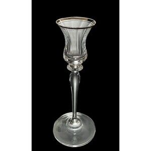 Vintage Mikasa Jamestown Clear Gold Trim Crystal Single Candlestick Holder EUC